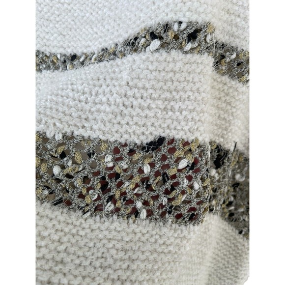 Moth By anthropologie crew neck metallic fringe‎ poncho sweater Size large - Picture 4 of 7